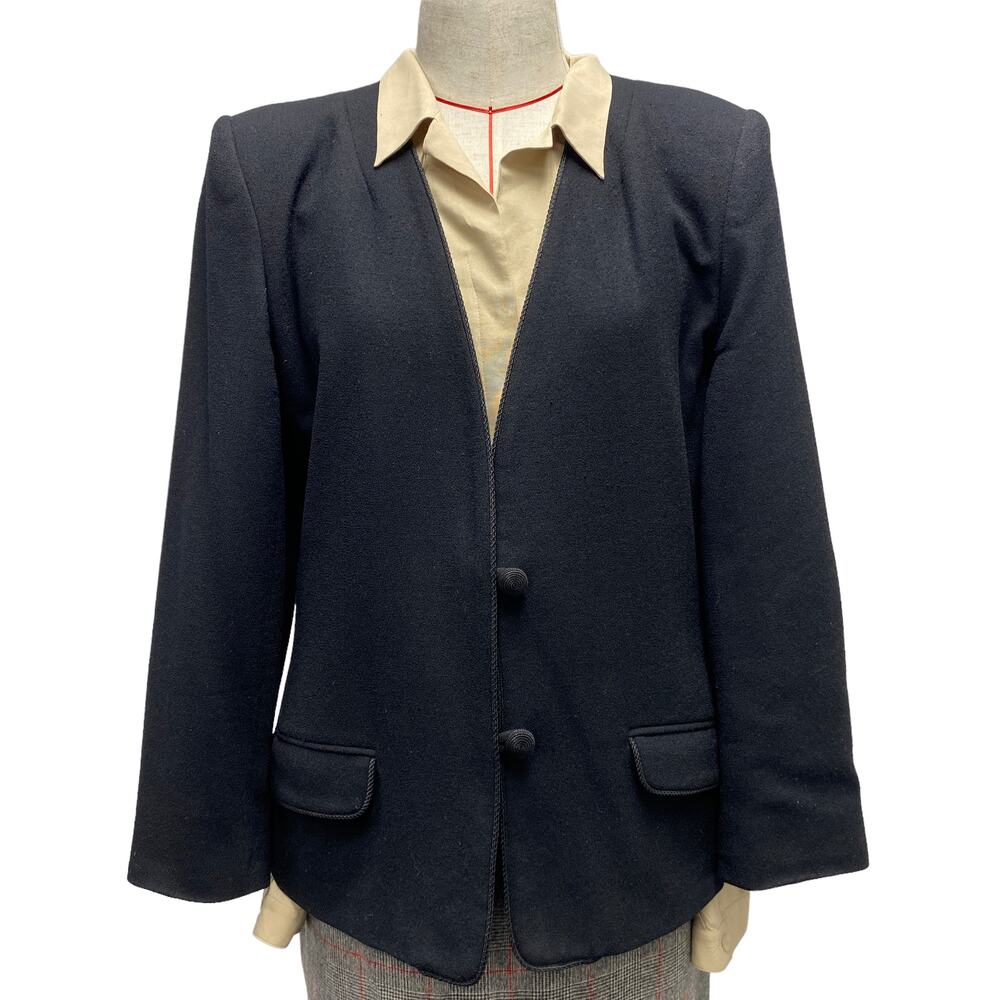 Vintage Geoffrey Alexander Private Agenda Womens Size 14 Black Blazer